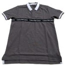 Calvin Klein men’s gray polo shirt with a white collar and a logo band across the chest