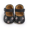 Baby Girls Fall Shoes Cherry Pattern Non-Slip First Walking Adorable Soft Sole PU Shoes