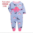 Carter’s baby long-sleeve zip-up romper with a blue and pink dinosaur pattern