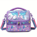 7.9 Inch Bento Box Cute & Durable Girls Lunch Bag with Butterfly & Floral Design