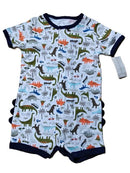 Carter’s baby boys’ short-sleeve, zip-up cotton romper with an allover dinosaur print