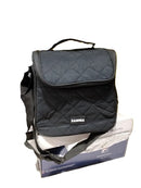 black quilted Sannea insulated lunch bag with a shoulder strap