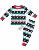 KIDS CHRISTMAS PRINT TOP AND PLAID PANT MATCHING PAJAMAS LONG SLEEVE 2PIECE SET TOLDDER - Giggles n Gurgles