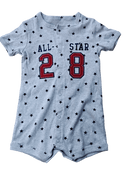 Carter’s baby boy “All-Star” romper with a star print and the number 28